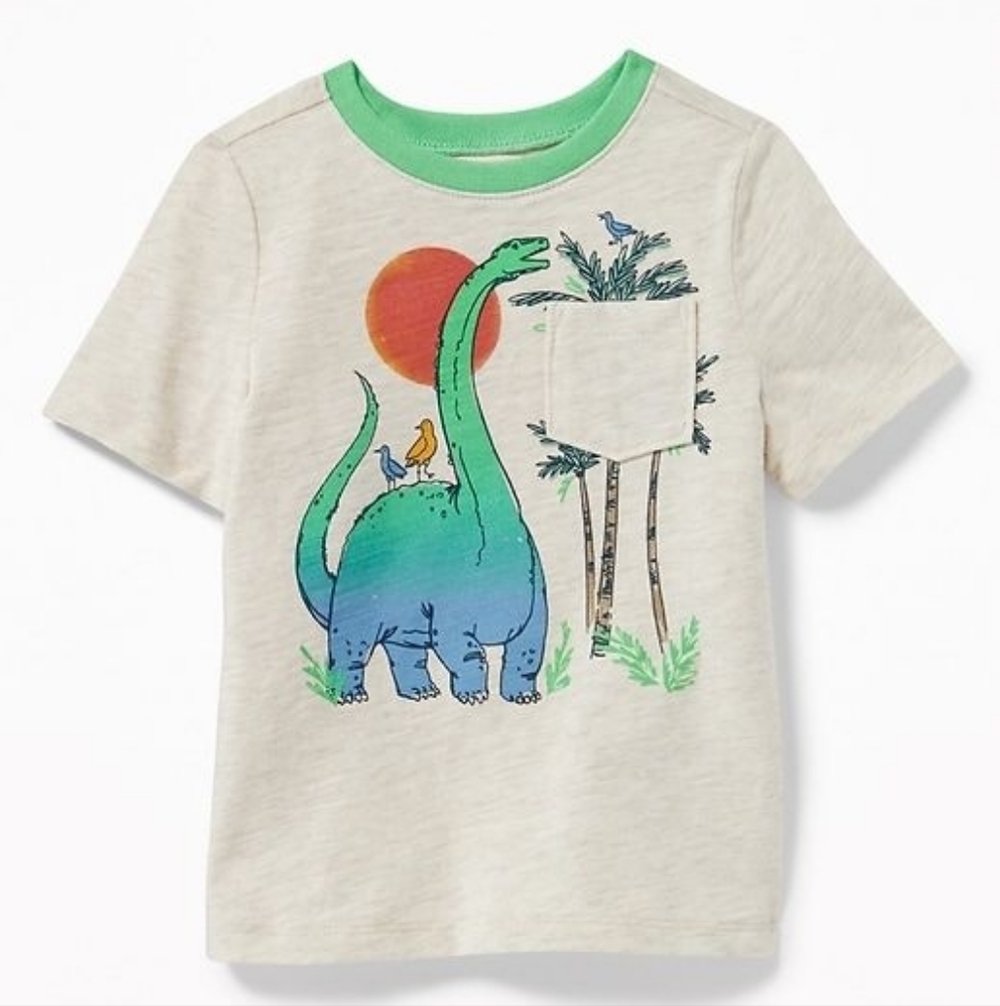 Old Navy Short-Sleeve Boys Toddler Dinosaur Graphic Pocket T-Shirt Size 4T